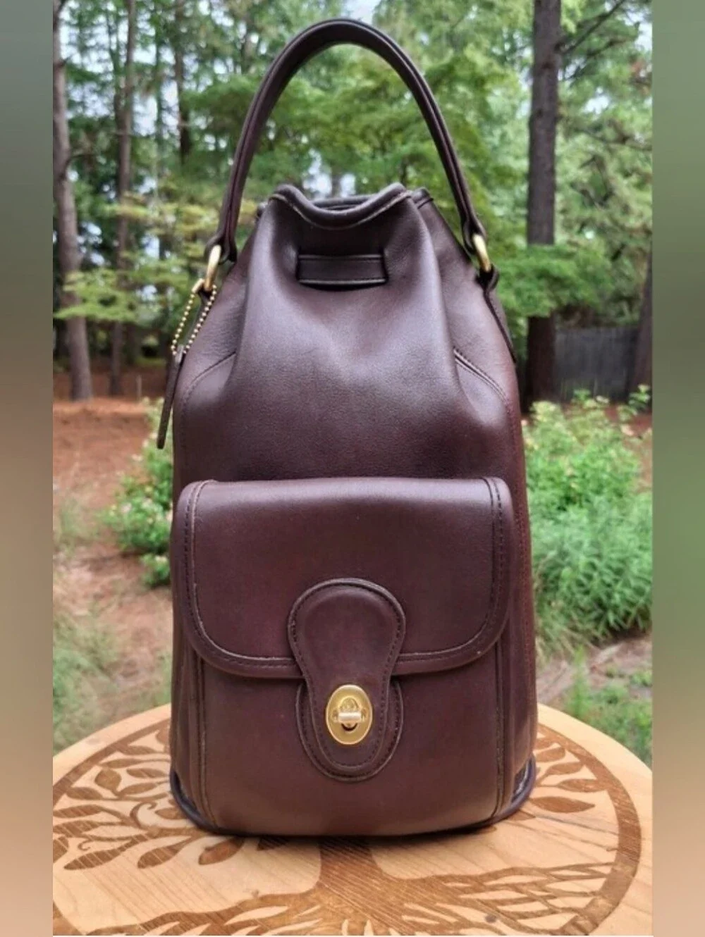 Vintage 1996 Coach Dark Brown Leather Classic Handle Backpack Rucksack #9992